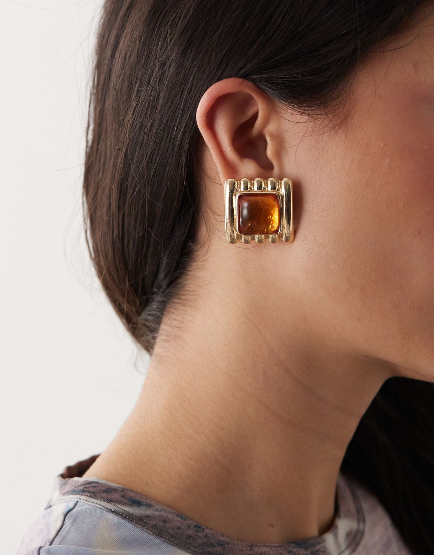 Earrings With Faux Amber Stones
