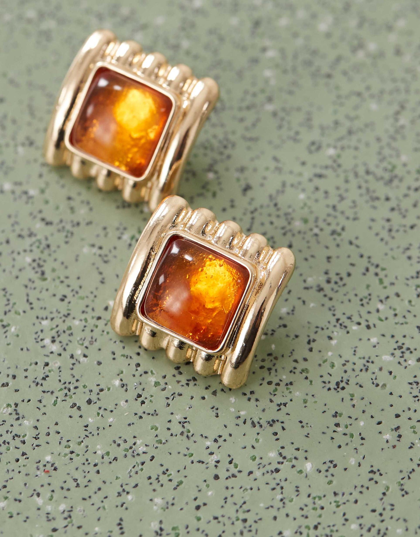 Earrings With Faux Amber Stones