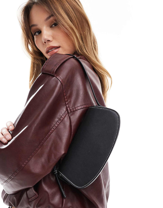 Contrast Stitch Shoulder Bag