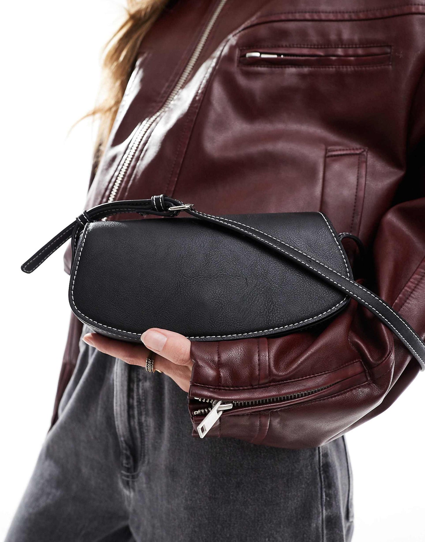 Contrast Stitch Shoulder Bag