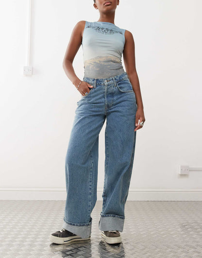 X002 Baggy Jeans With Turn Up Hem