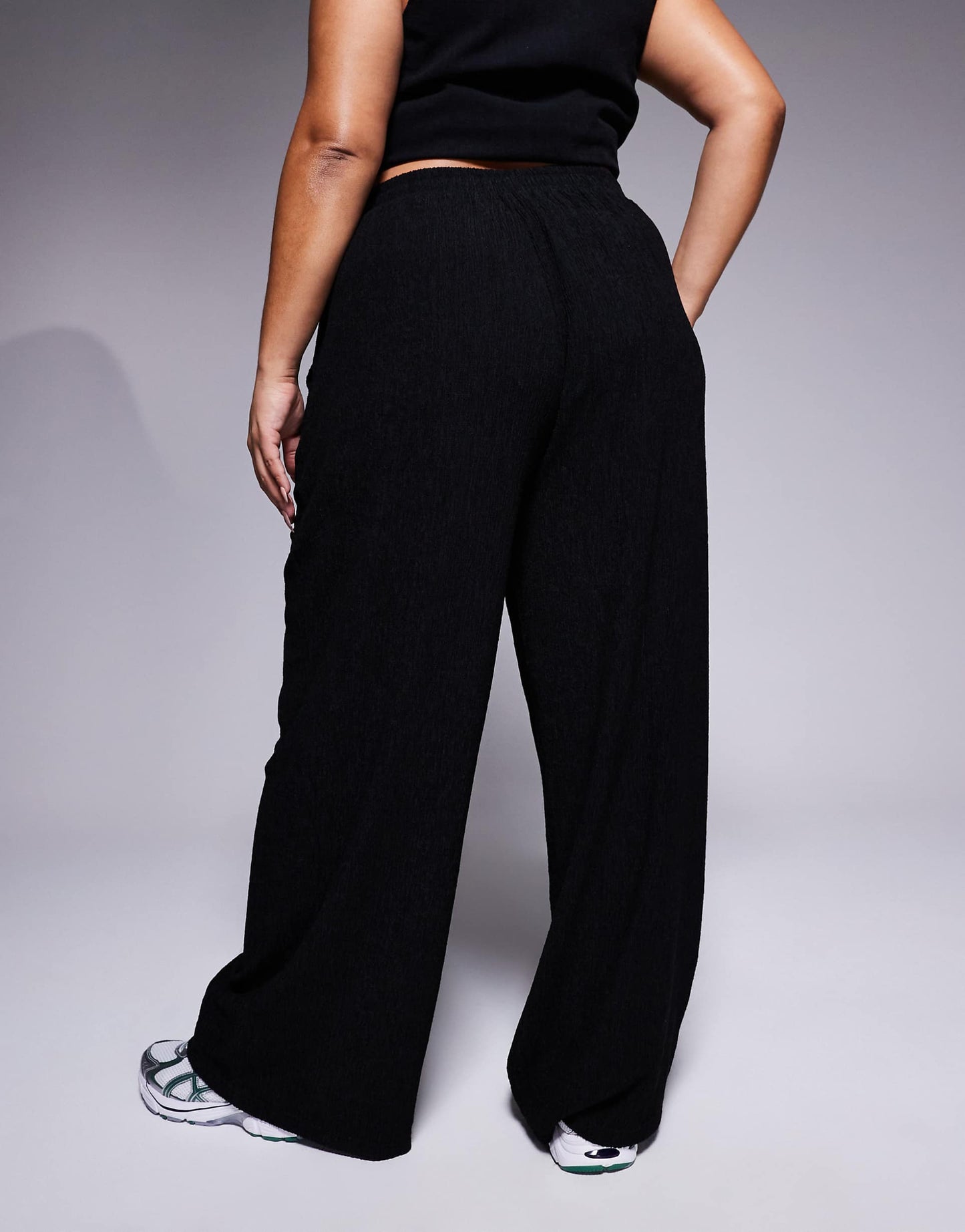 Curve Textured Wide Leg Trouser