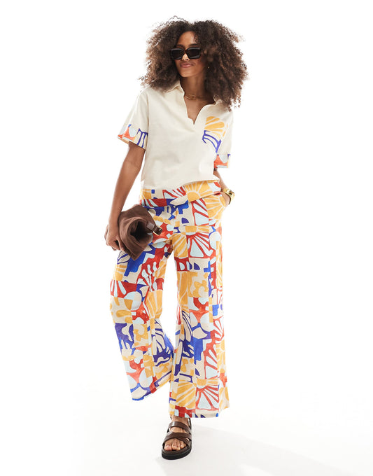 Bold Bloom Wide Leg Printed Trouser Co-Ord