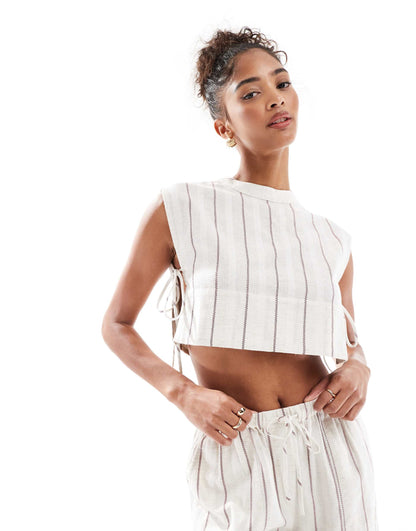 Striped High Neck Co-Ord Top