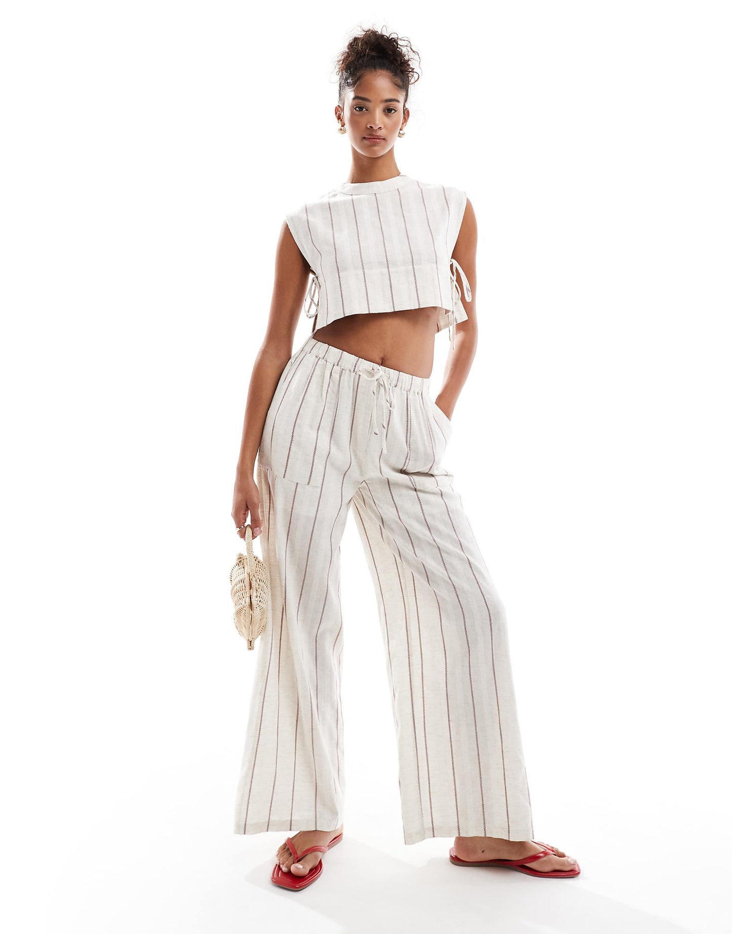 Striped High Neck Co-Ord Top