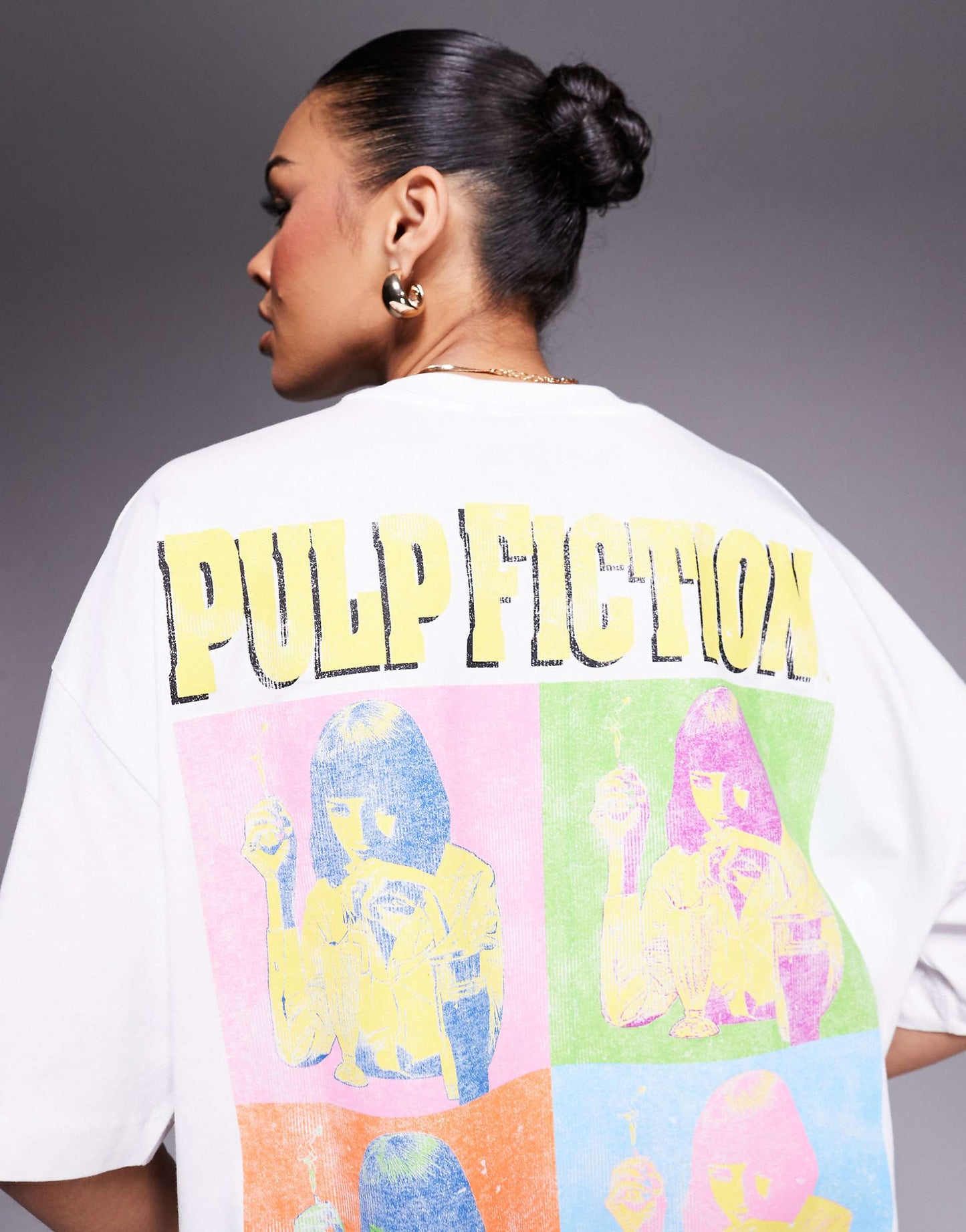 Unisex Boxy Oversized License T-Shirt With Pulp Fiction Pop Art Prints