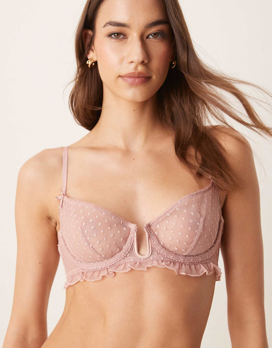 Jessie Spot Embroidery Frill Underwired Bra