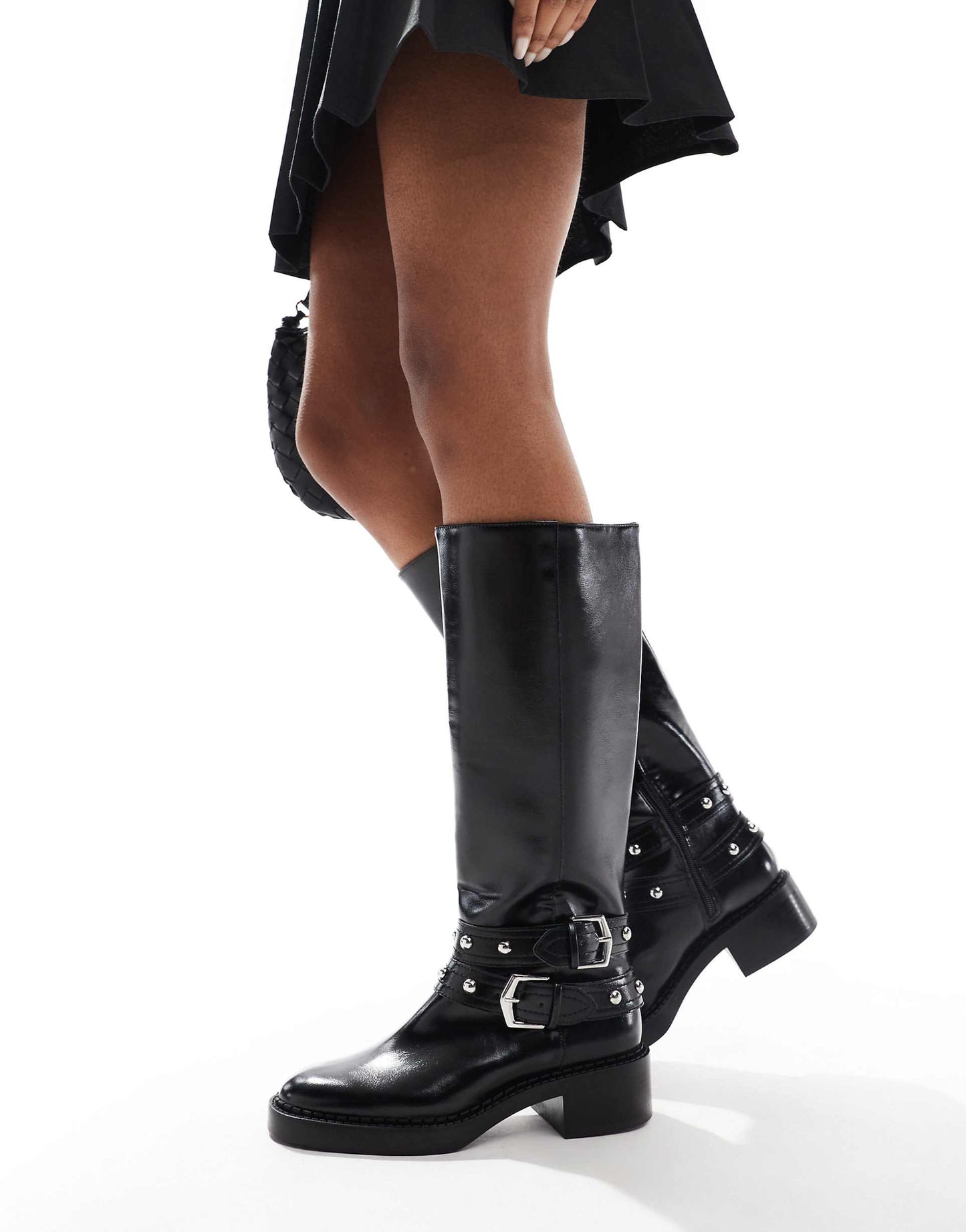 Buckle Detail Heeled Knee High Boot