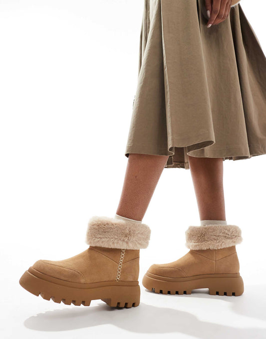 Faux Fur Chunky Ankle Boot