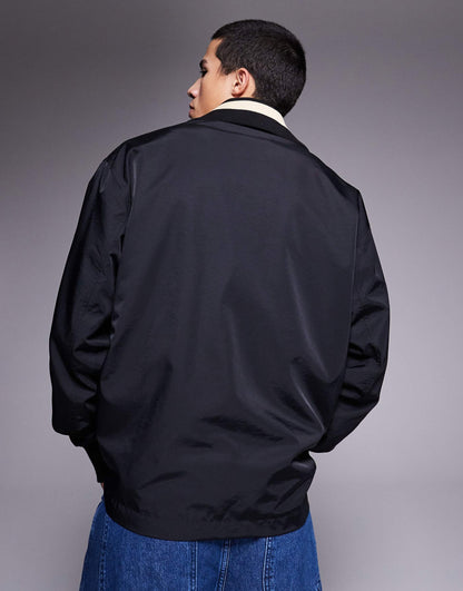 Oversized Coach Jacket With Embroidery And Tipping Details