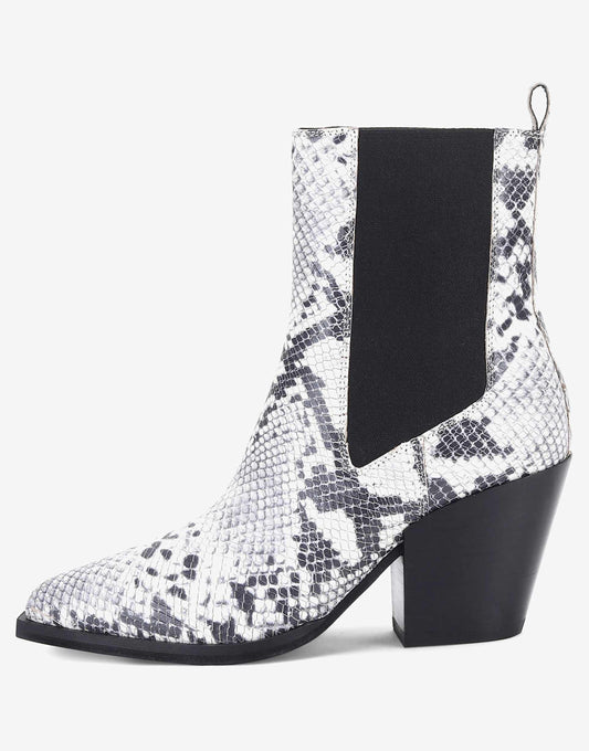 Marlow' Block Heel Western Ankle Leather Boots