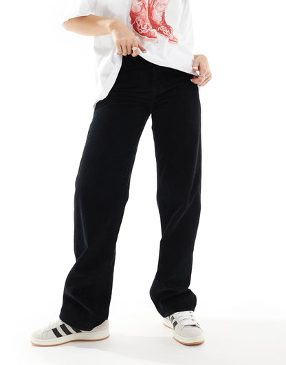 Mid Rise Wide Leg Cord Trousers