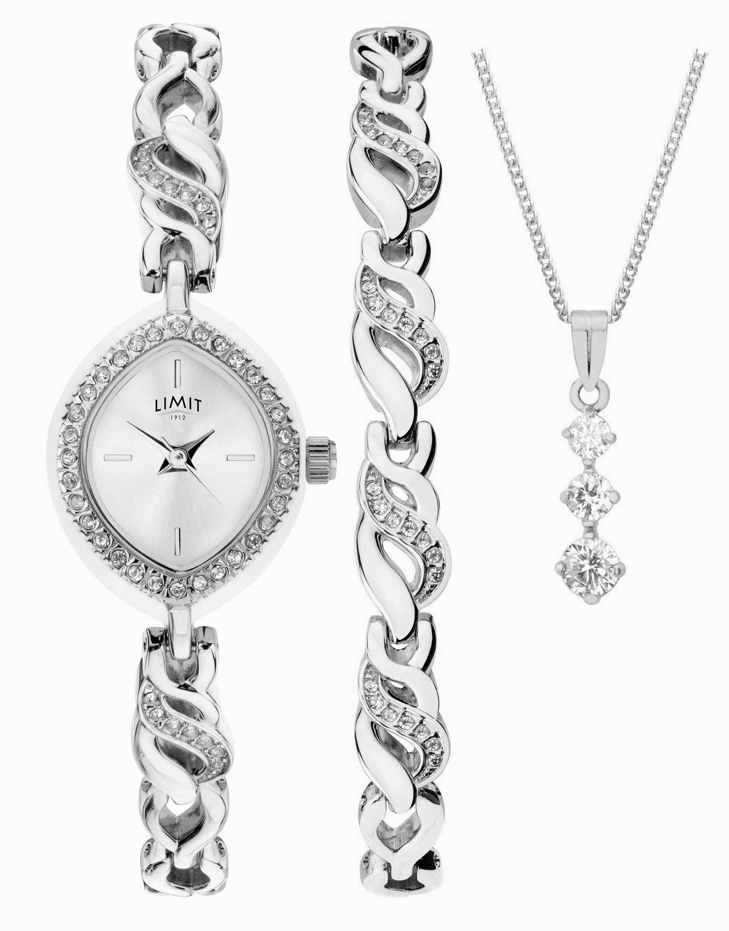 Classic 18Mm Womens Oval Silver Analogue Watch Gift Set
