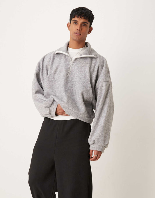 Heavyweight Extreme Oversized Cropped Funnel Neck Jumper