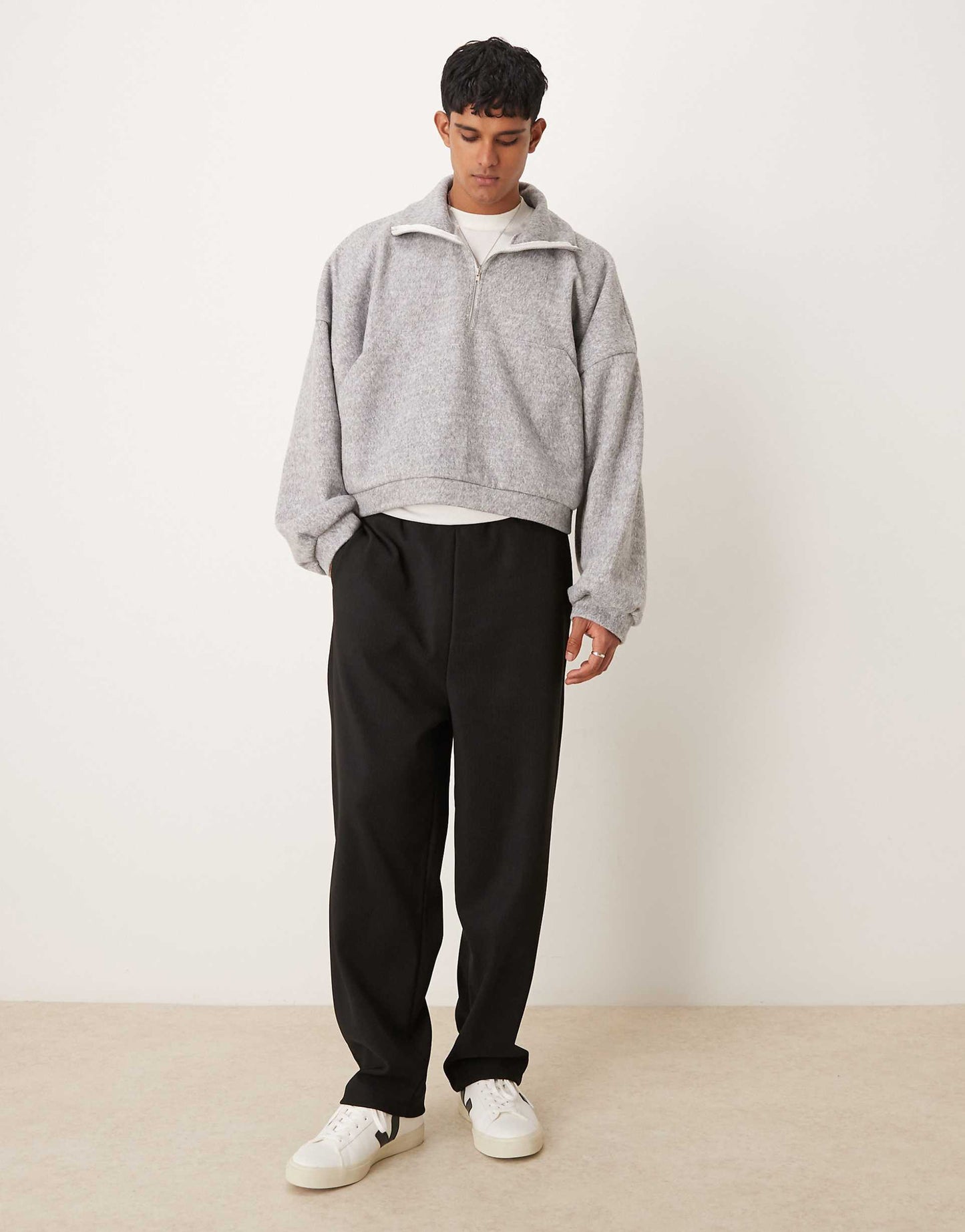 Heavyweight Extreme Oversized Cropped Funnel Neck Jumper