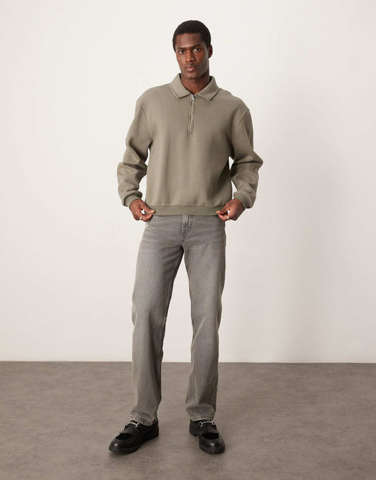 Boxy Zip Collar Sweatshirt