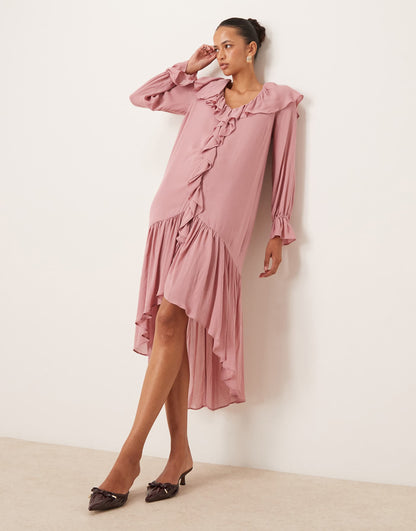 Koko Sheer Frill Boho Midi Dress