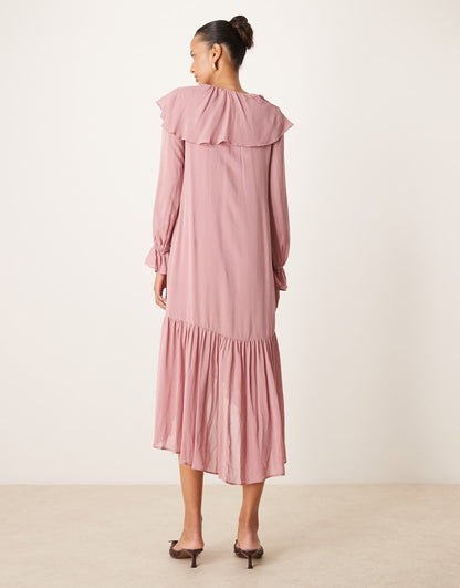 Koko Sheer Frill Boho Midi Dress