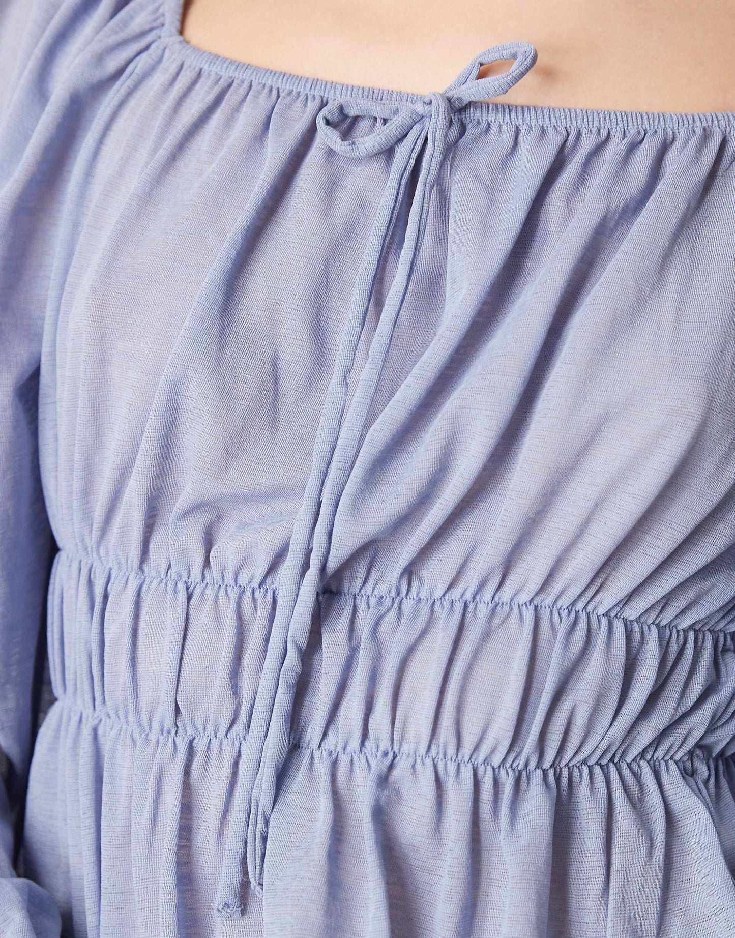 Balloon Sleeve Square Neck Blouse