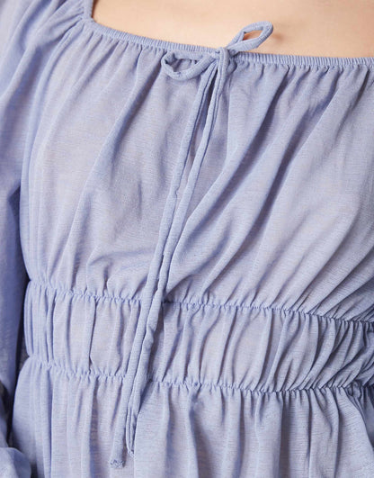 Balloon Sleeve Square Neck Blouse