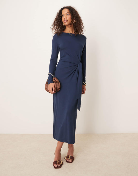 Dakota Knot Detail Long Sleeve Midi Dress