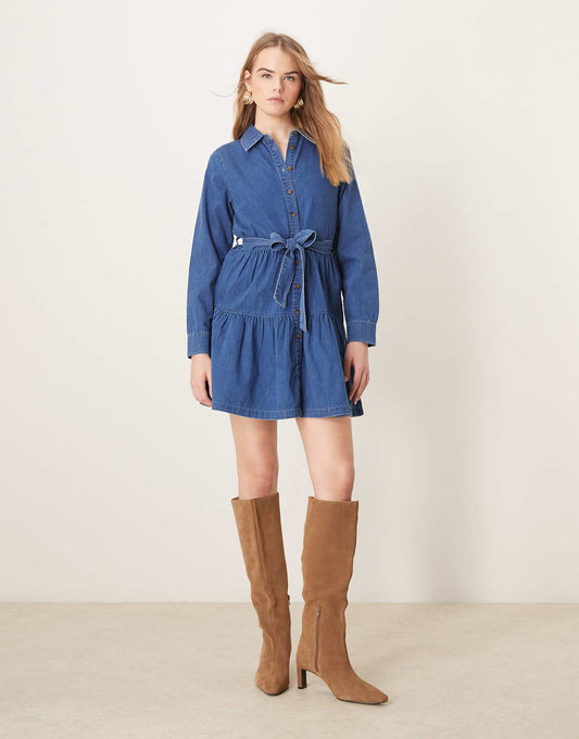Ester Long Sleeve Denim Mini Dress
