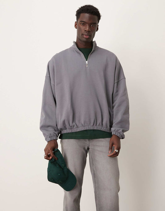 Oversized Quarter Zip Funnel Sweatshirt