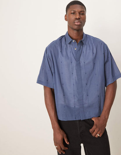 Boxy Oversized Shirt With Embroidery