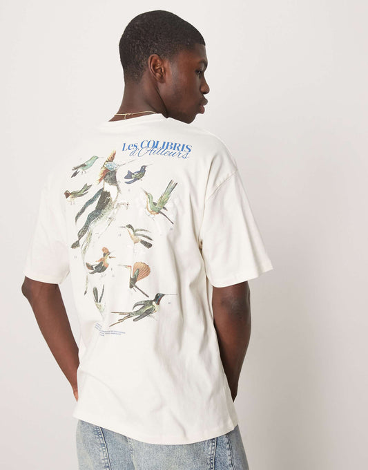 Oversized T-Shirt With Bird Back Print