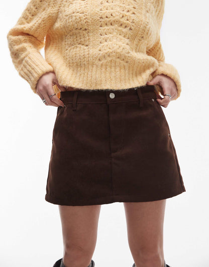 Faux Suede Pelmet Mini Skirt