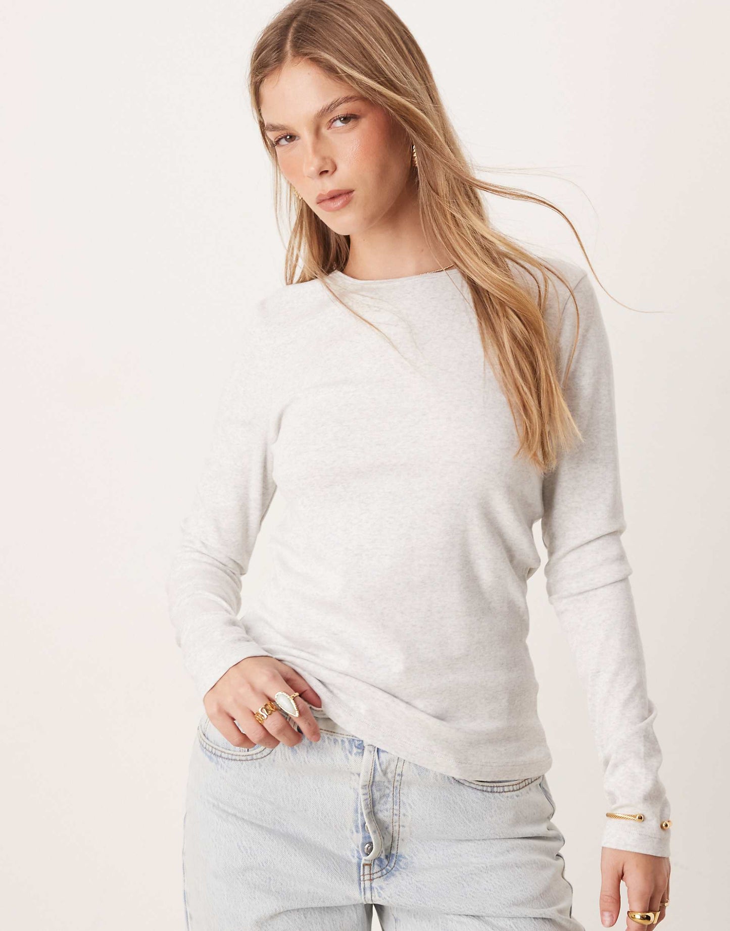 Jersey Rib Round Neck Long Sleeve Top