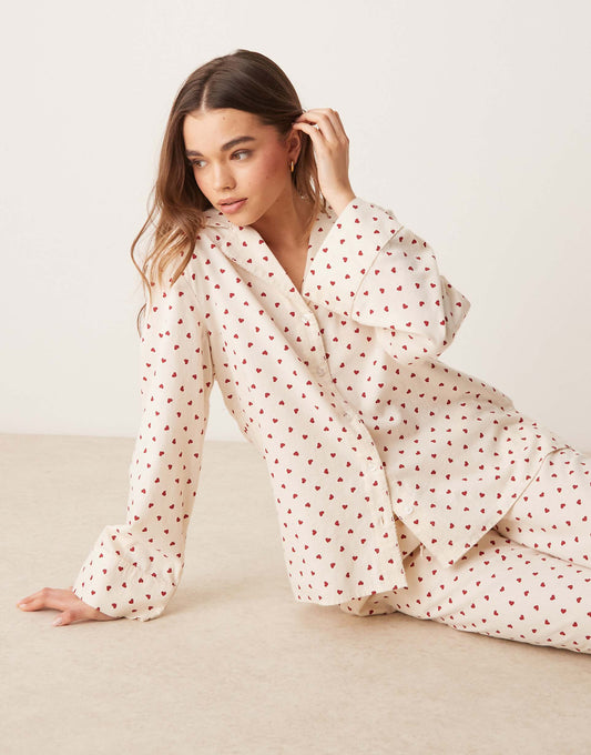 Mix And Match Flannel Pyjama Shirt Top