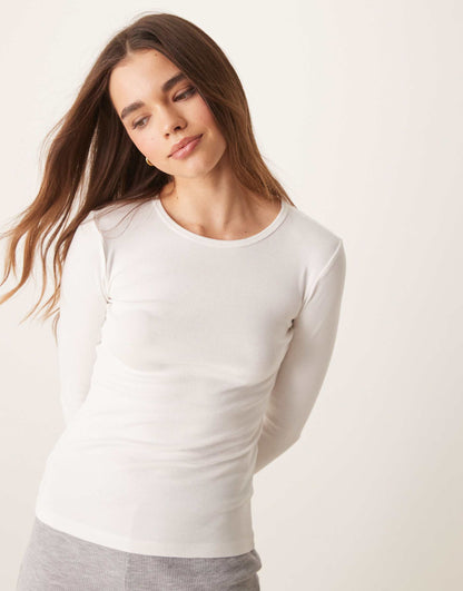 Jersey Rib Round Neck Long Sleeve Top