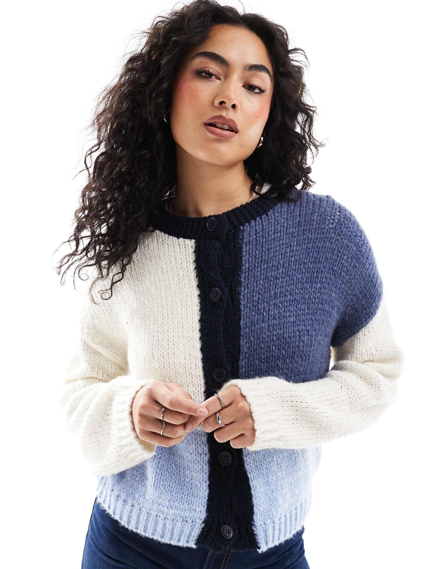 Knitted Crew Neck Cardigan