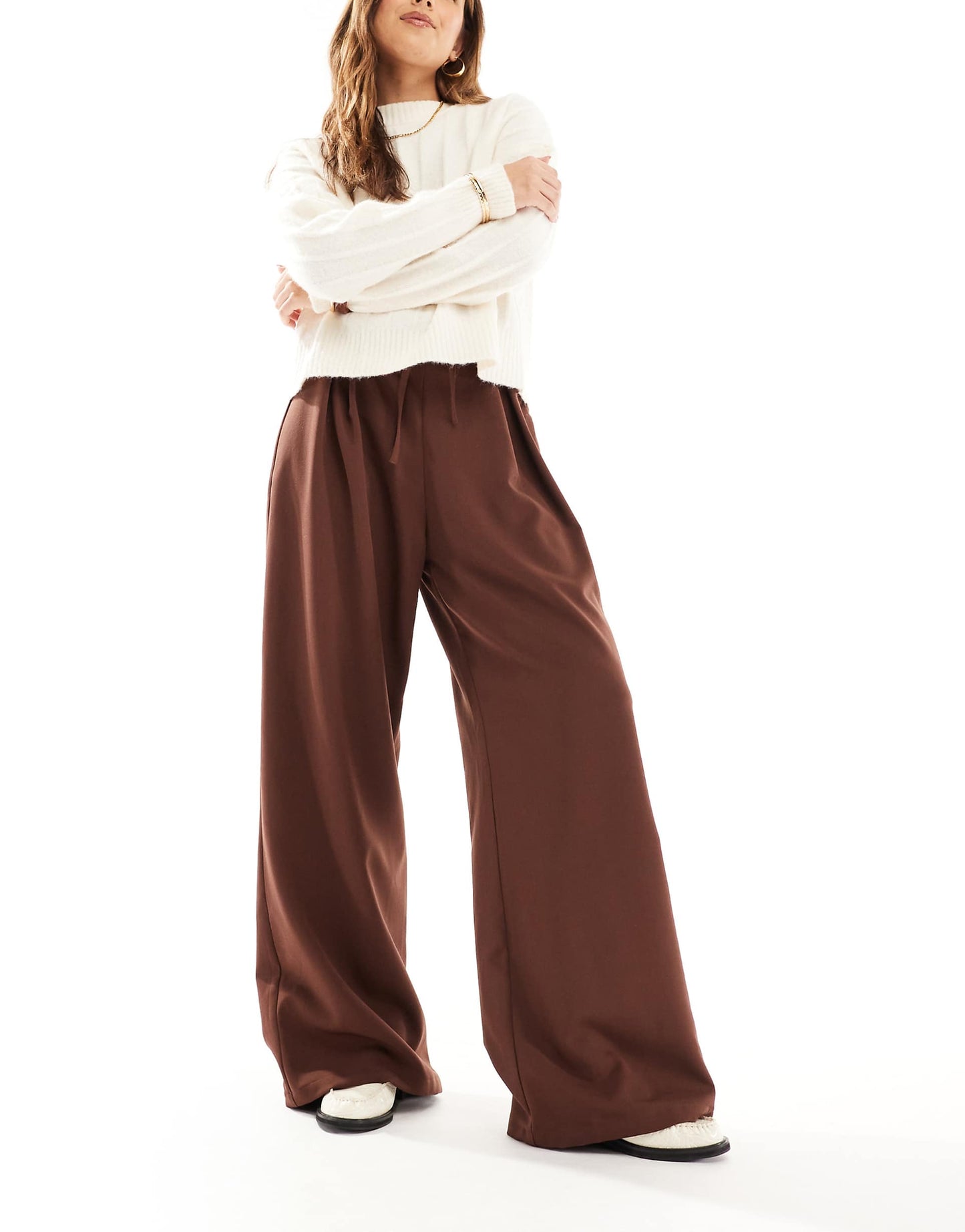 Ultra High Waist Tie Detail Wide Leg Trouser