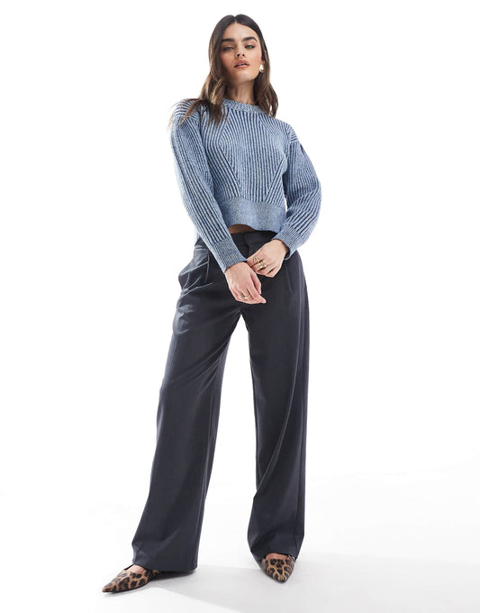 Low Rise Wide Leg Tailored Trousers