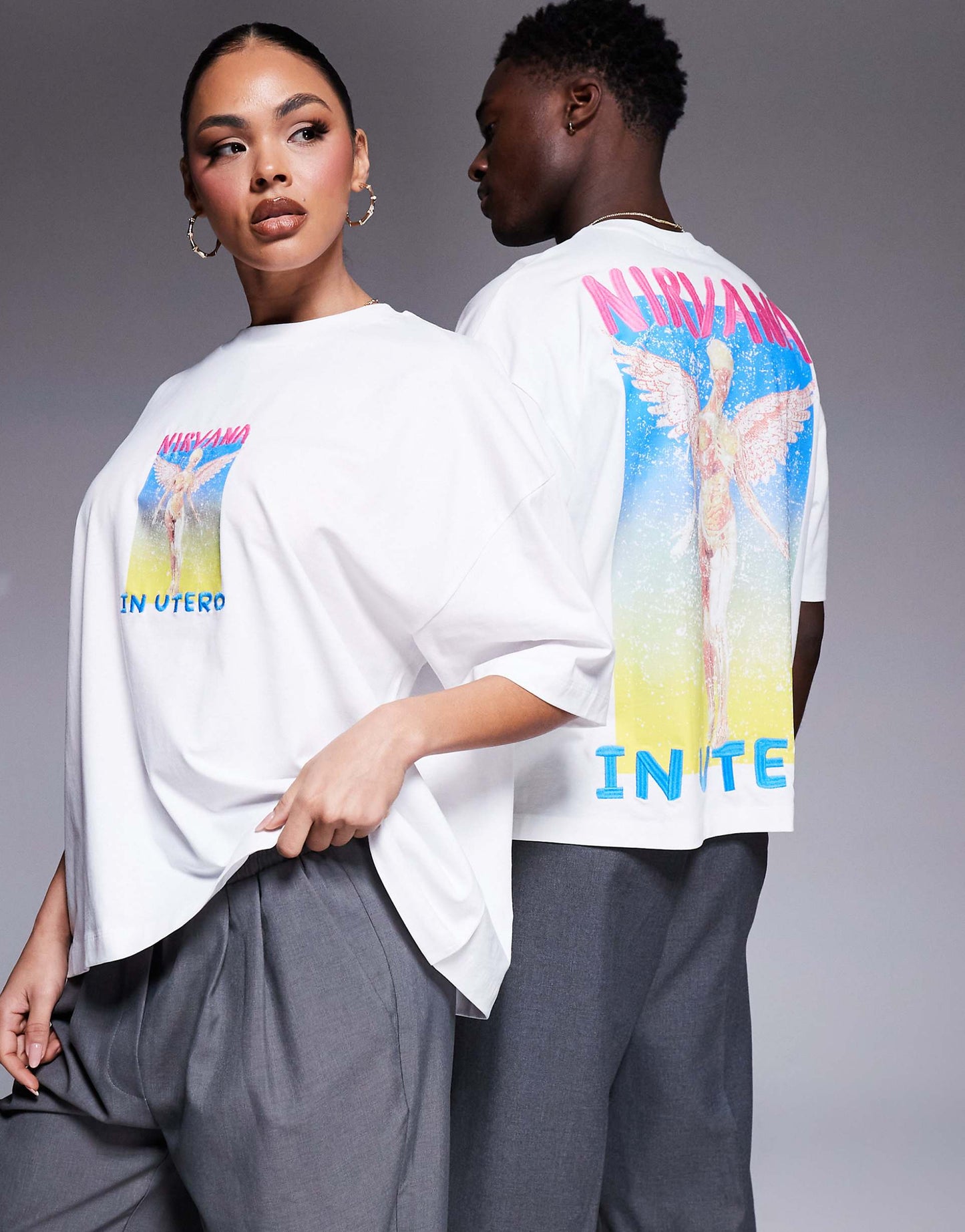 Unisex Boxy Oversized License T-Shirt With Nirvana Prints