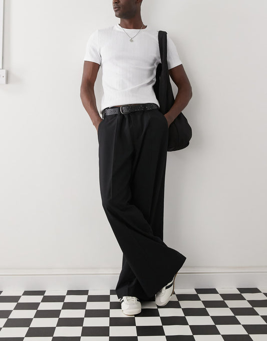 Jimi Low Waist Baggy Fit Tailored Trousers