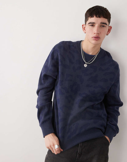 Murray Jumper With Tonal Leopard Jacquard Design
