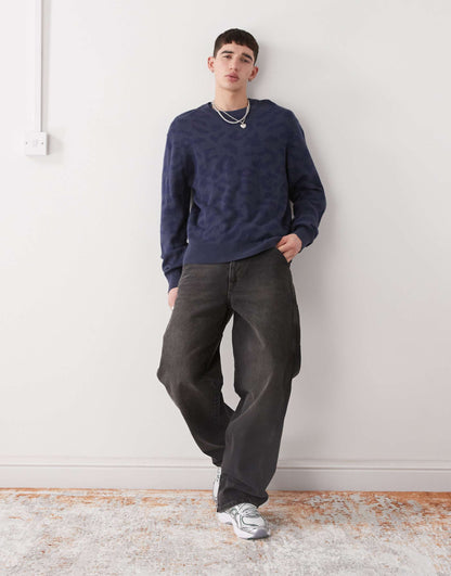 Murray Jumper With Tonal Leopard Jacquard Design