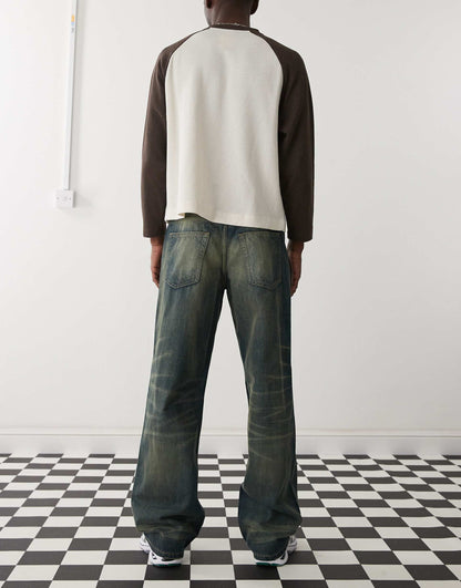 Sphere Distressed Low Rise Baggy Jeans