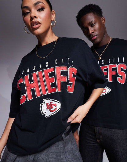 Nfl Unisex Boxy Oversized T-Shirt With Kansas City Chiefs Prints