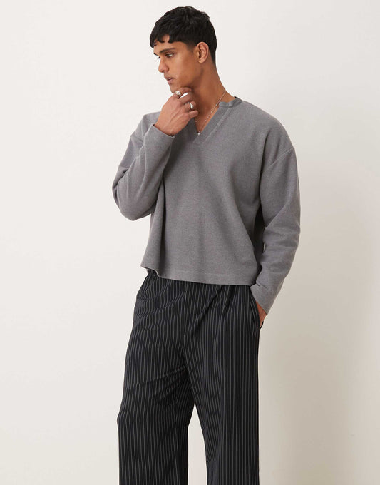 Oversized Boxy V-Neck Lightweight Jumper