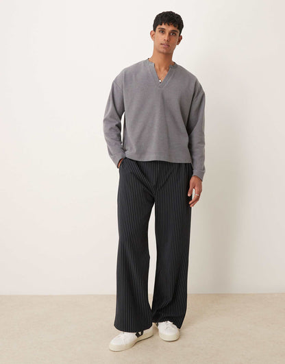 Oversized Boxy V-Neck Lightweight Jumper