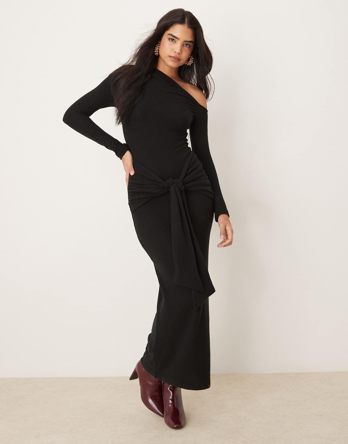 Asymmetric Super Soft Maxi Dress With Tie