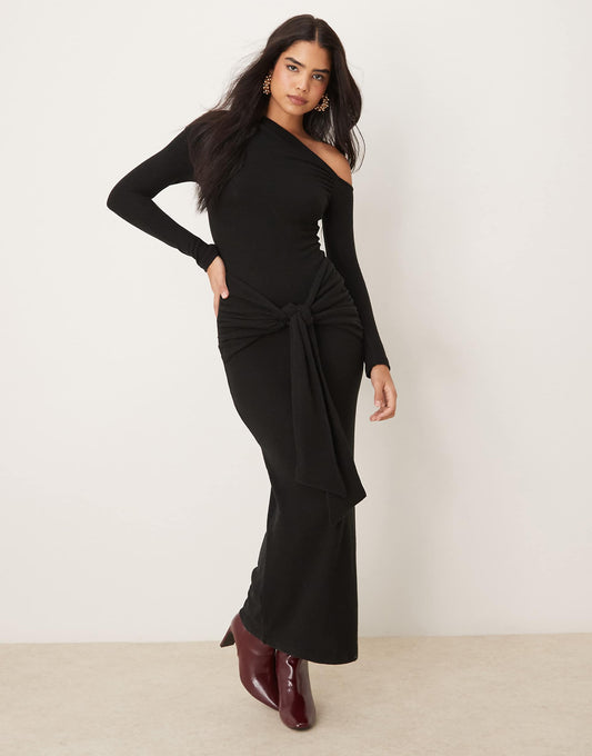 Asymmetric Super Soft Maxi Dress With Tie