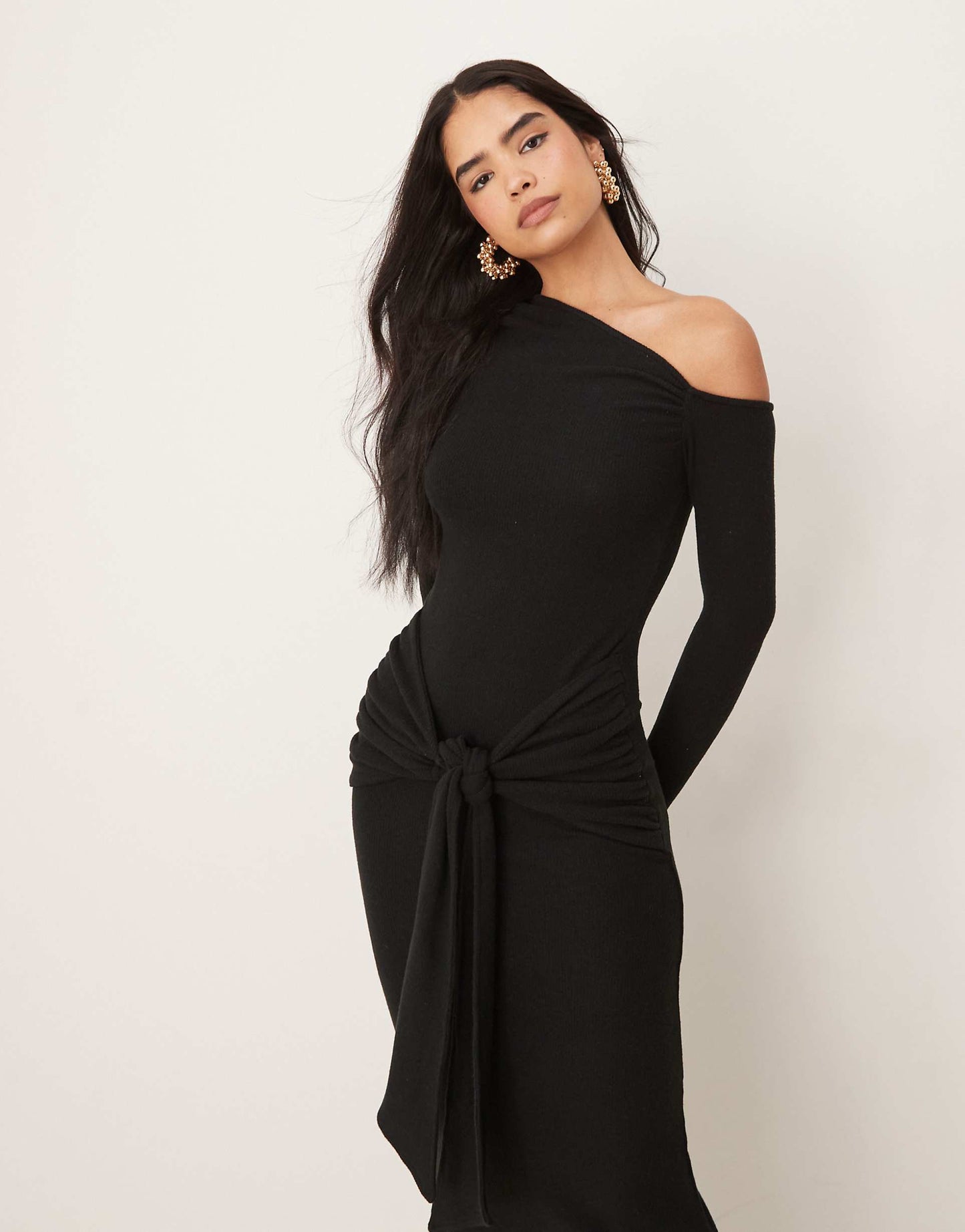 Asymmetric Super Soft Maxi Dress With Tie