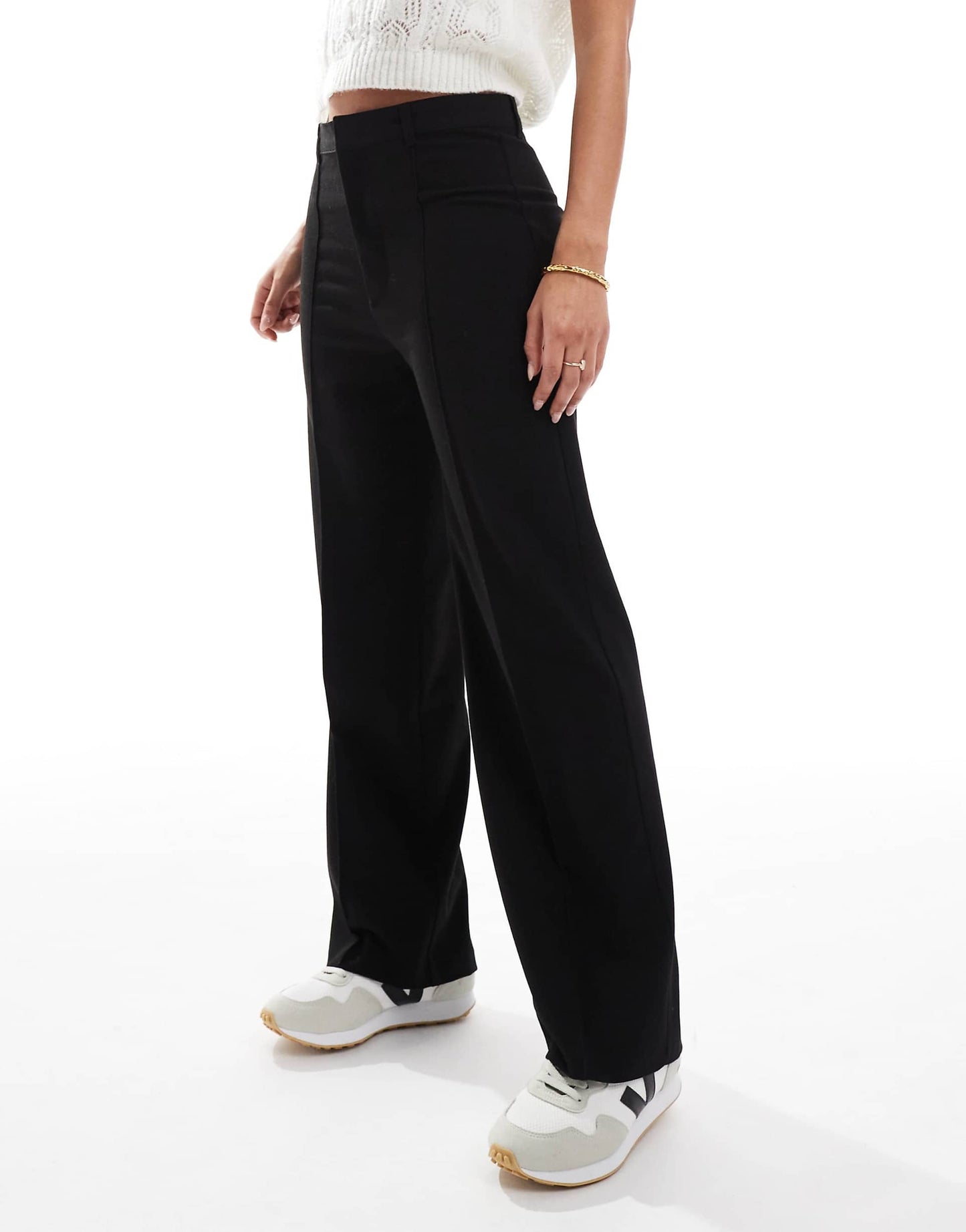 Straight Leg Tailored Trousers With Front Seam