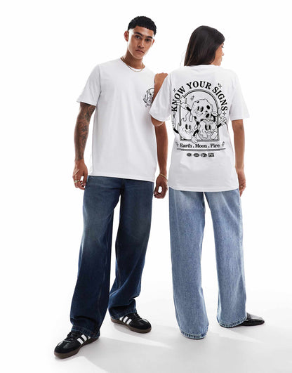 Know Your Signs Front And Back Print Relaxed T-Shirt