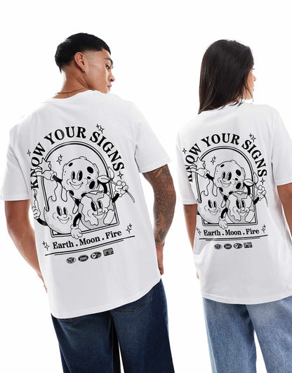 Know Your Signs Front And Back Print Relaxed T-Shirt